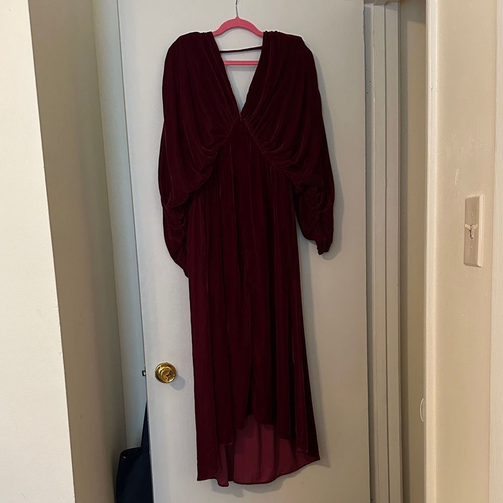 ASOS Deep Red Long Sleeve Batwing Dress